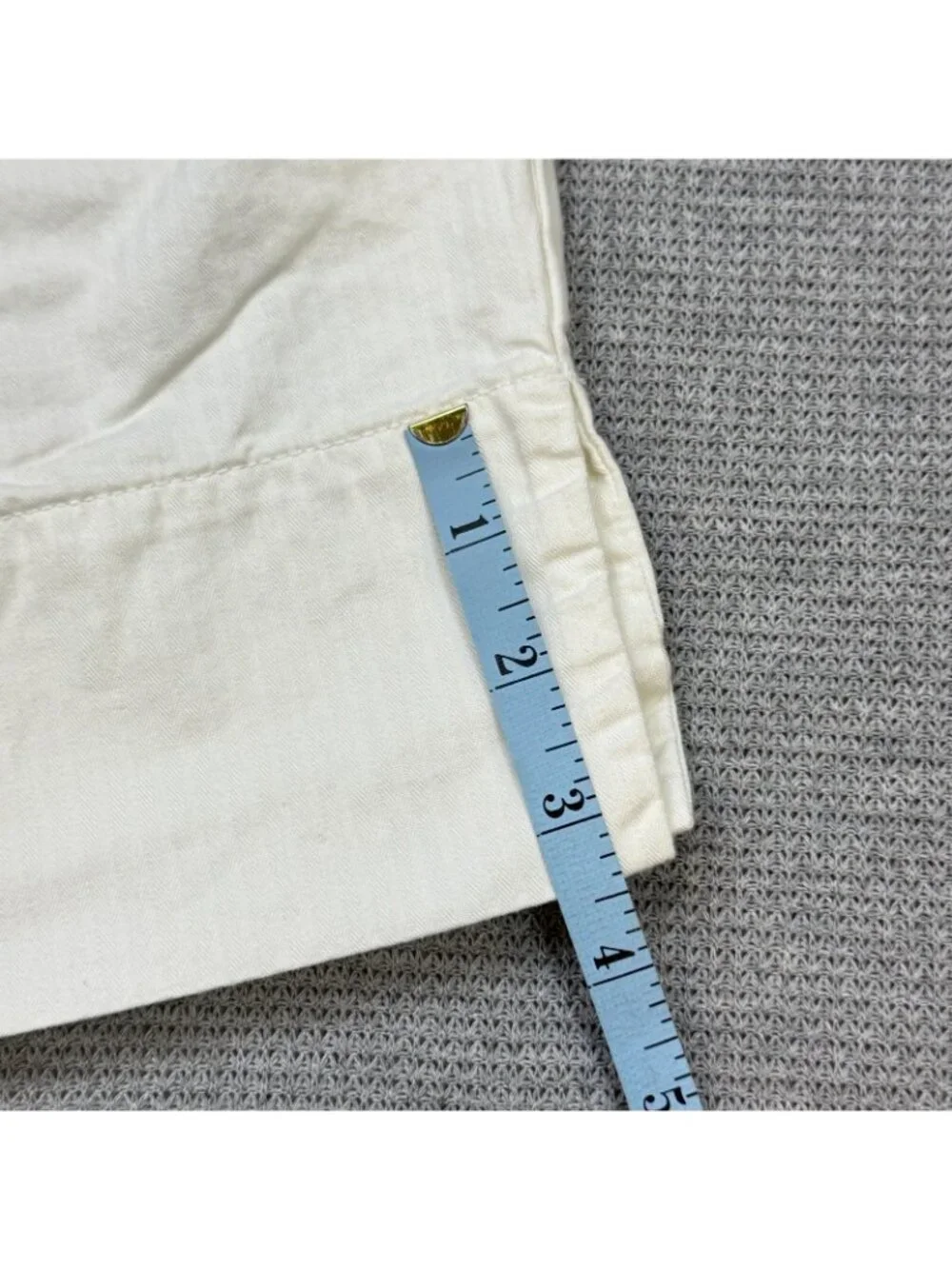 New York Company Capri Pants Womens Size 14 Off-White Slit Cuff High Rise Cotton